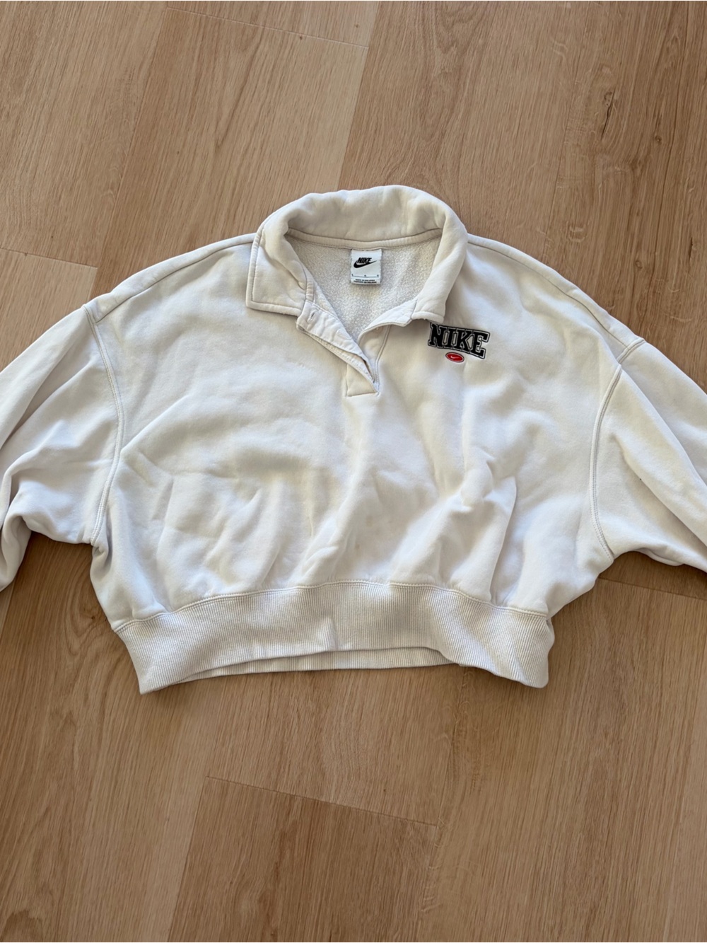 Nike Off-White Cropped Pullover with Embroidered Logo